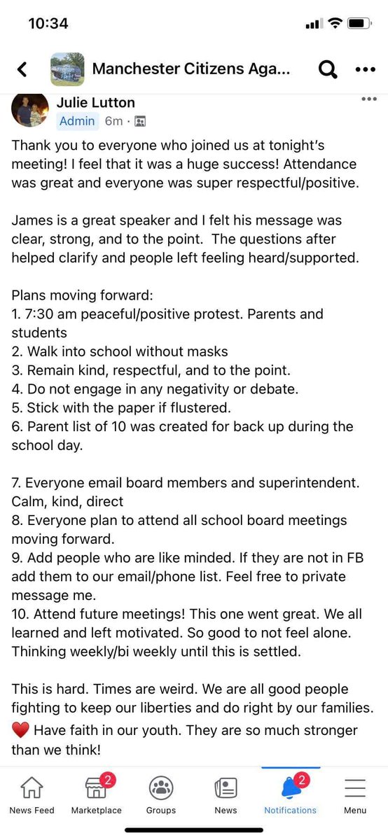 GratefulDadOf2's tweet photo. @wcpublichealth @MEAOnline @DrFlyingDutch @cattywa246 Right now in Manchester - open disregard for the mask mandate led by a teacher and husband of board member. Will you really let people in school without masks? Time to start enforcing these mandates. Legal action may result if kids get covid https://t.co/0x1r1j6DYc