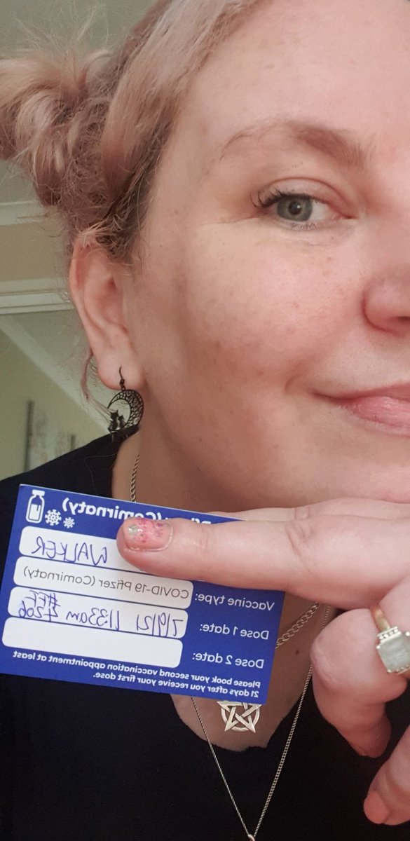 primakat's tweet photo. I have to post this to social media right? Or else the vaccine won't take affect, yeah? #COVID19Vic #FirstJab #Pfizer https://t.co/KDCswwhkiM