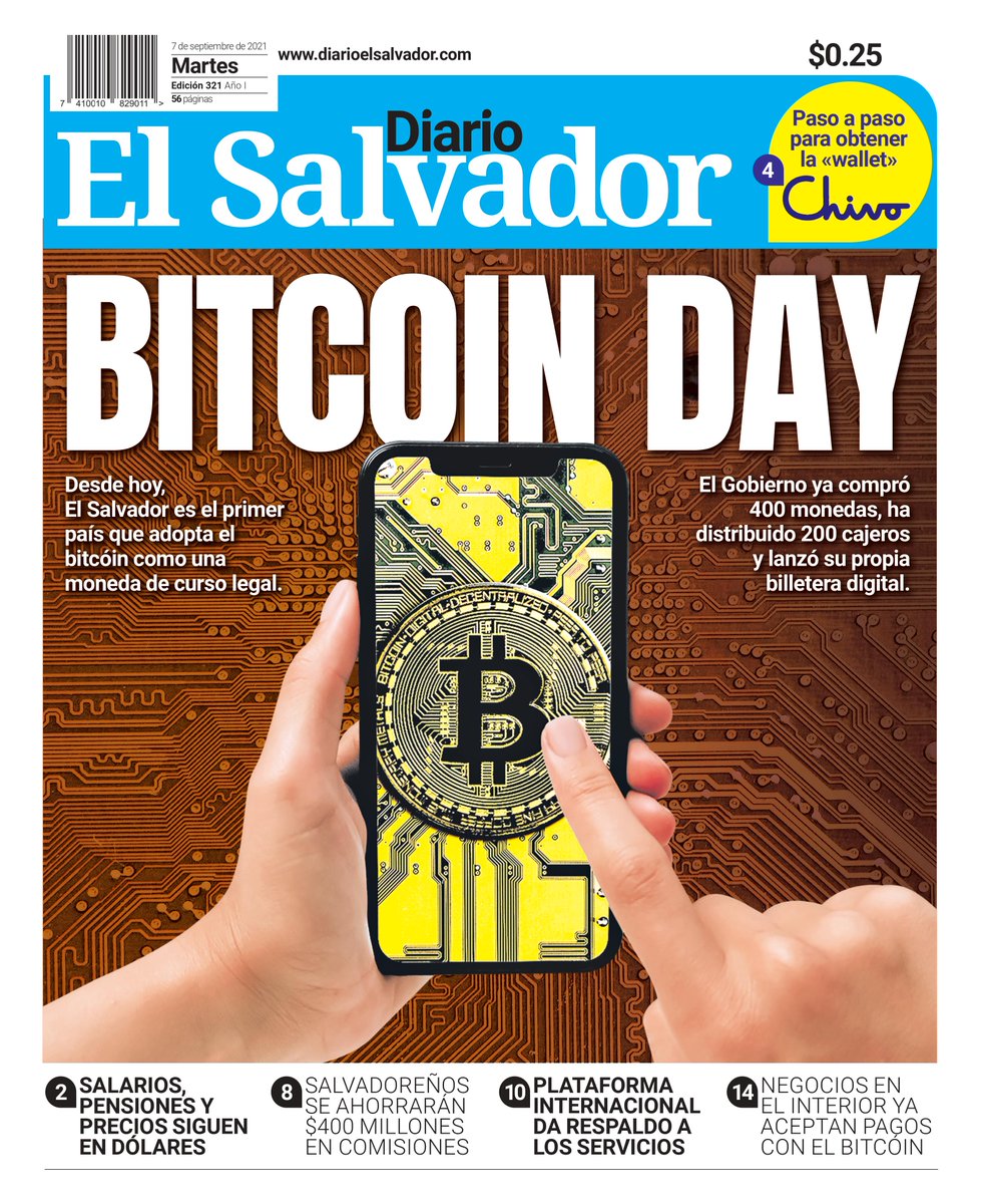 elsalvador's tweet image. Esta es la portada de #DiarioElSalvador de este martes 07 de septiembre del 2021. ¡Día Histórico! Toda la información en diarioelsalvador.com. #DiarioES.