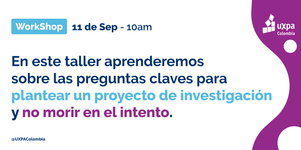 No te limites, siempre hay una solución cuando de planear investigación se trata.
Te esperamos este 11 de septiembre en nuestro taller.

¡Inscríbete ahora!

eventbrite.co/e/como-planear…
.
.
.

#ResearchConUXPA #uxevent #uxd #networking #UXPACol  #UXPAColombia #UXColombia #UXBogota