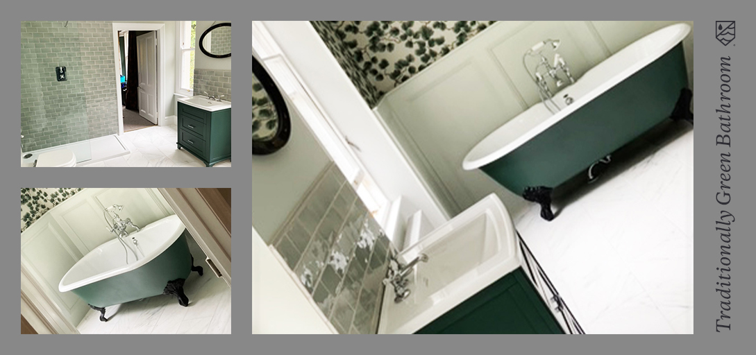 This traditional bathroom exudes luxury while following a defined, green colour palette. Within this space, there's a clear parallel between the luxurious products & opulent colour palette. Learn more >> bit.ly/3l6EsS6 #bathroom #traditionalbathroom #bathroomdesign