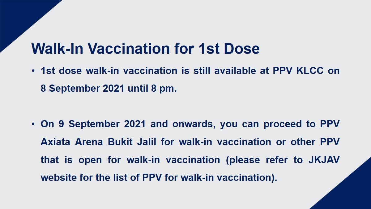 Vaccine type klcc Changes to