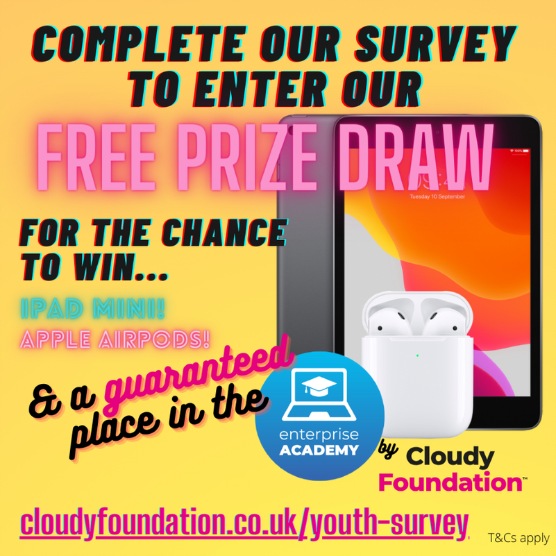 Are you aged between 11 to 24 who would like to help Aylesbury Community Board and local partners to understand the views of young people? Complete this survey cloudyfoundation.co.uk/youth-survey &amp; you could win Airpods, an iPad &amp; membership to 
<a href="/FoundCloudy/">CloudyFoundation</a> enterprise academy.