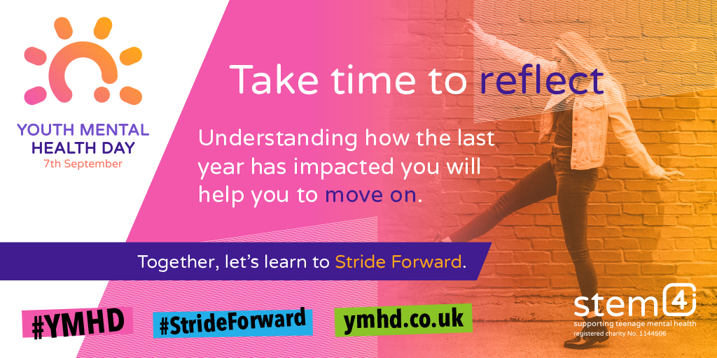 Youth Mental Health Day focuses on how young people can #StrideForward with their mental health. Inviting young people to reflect on how the last year has impacted their lives. Further support - bit.ly/3xBFaKY #Wellbeing #MentalHealth #YMHD