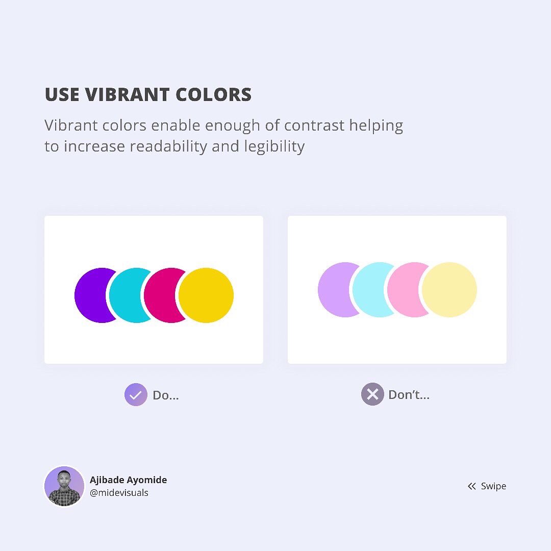 Do This, Not That. UX Dos and Don’ts if You’re Just Starting Out.

#01 - Use Vibrant Colors

.⁣
.⁣
#uxdesigner #ux #designinspiration #appdesign #uxdesignagency #uxdesigners #behance #uxdesignmastery #webdesign #uidesign #designer #uxdesign #website #web #interface #uxdesigncc