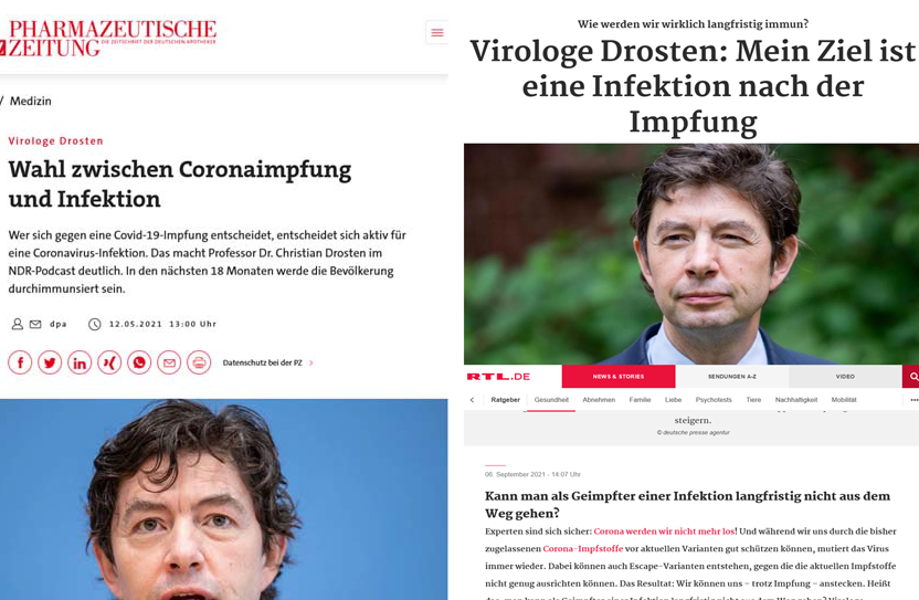 Neulich lockte <a href="/c_drosten/">Christian Drosten</a> mit "Impfung ODER Infektion". Jetzt wünscht er sich Impfung UND Infektion!

Als #Versuchskaninchen wäre ich jetzt fassungslos.