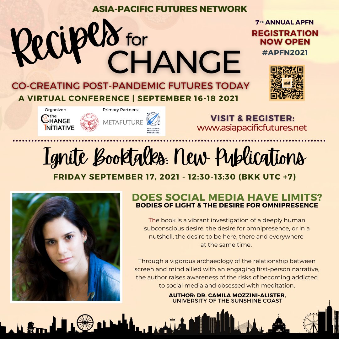 Does Social Media have limits? 🤔 Dr Camila Mozzini-Allister tells us about our desire for omniprescence, and the risks of becoming obsessed with meditation in #APFN2021 #Futurists #AsiaPacific

ow.ly/Oucr50G5dsk