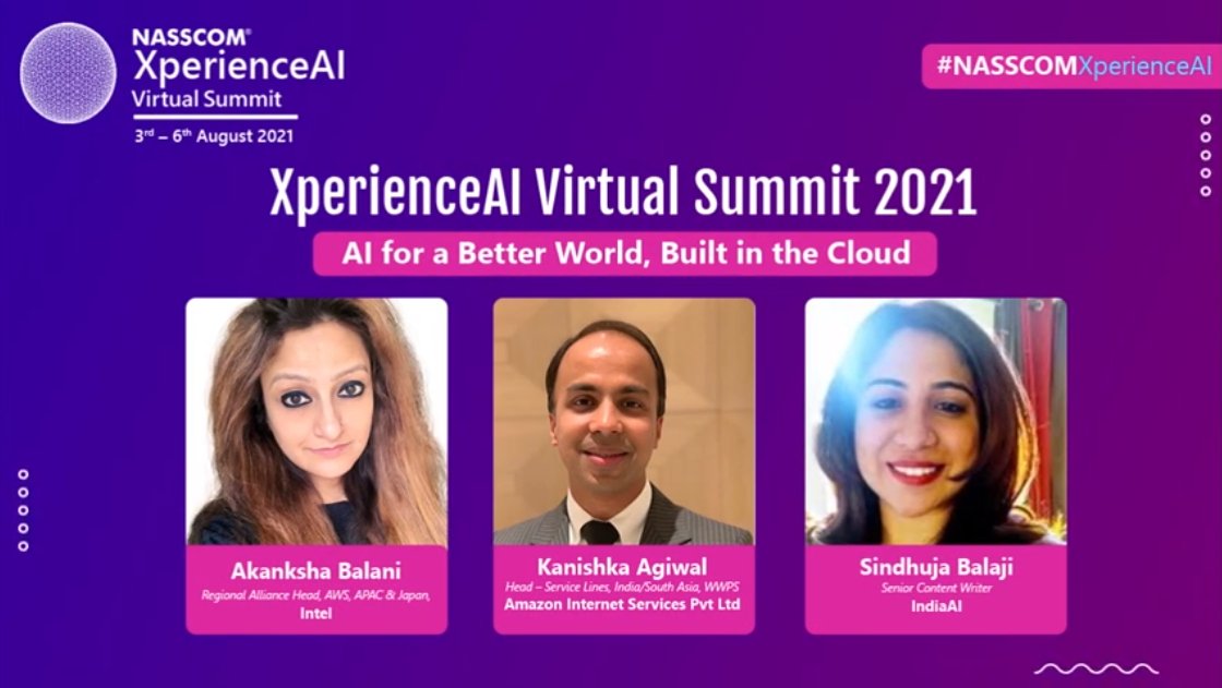Sindhuja Balaji <a href="/OfficialIndiaAI/">IndiaAI</a> interviews Akanksha Balani <a href="/IntelIndia/">Intel India</a> &amp; Kanishka Agiwal <a href="/awscloud/">Amazon Web Services</a> on #AI for a better world, built in the #cloud to accelerate digital transformation.
Watch: youtube.com/watch?v=TxYSLY…
#NASSCOMXperienceAI
<a href="/sindhuja109/">Sindhuja Balaji</a> <a href="/AkankshaBilani/">Akanksha Bilani</a> <a href="/kanishkaagiwal/">Kanishka Agiwal</a>