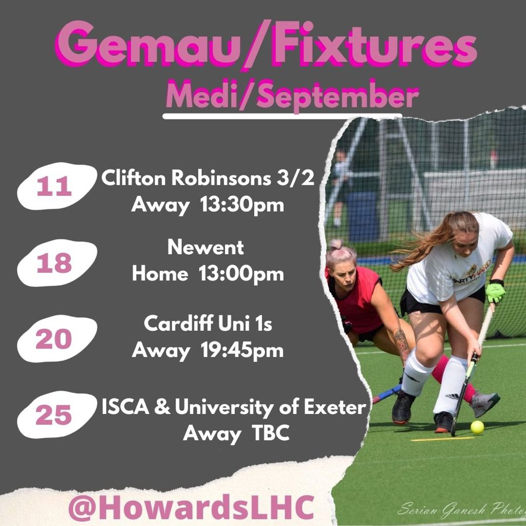 <a href="/HowardsLHC/">Howardian LHC</a> #hockey 1s games arranged so far!
🏑😍😎🏑 Training tonight of course!☀️☀️ #CF375UP
#HowardsHockey #Tuesdaydsfrom7 #Treforest #Cardiff #womenshockey