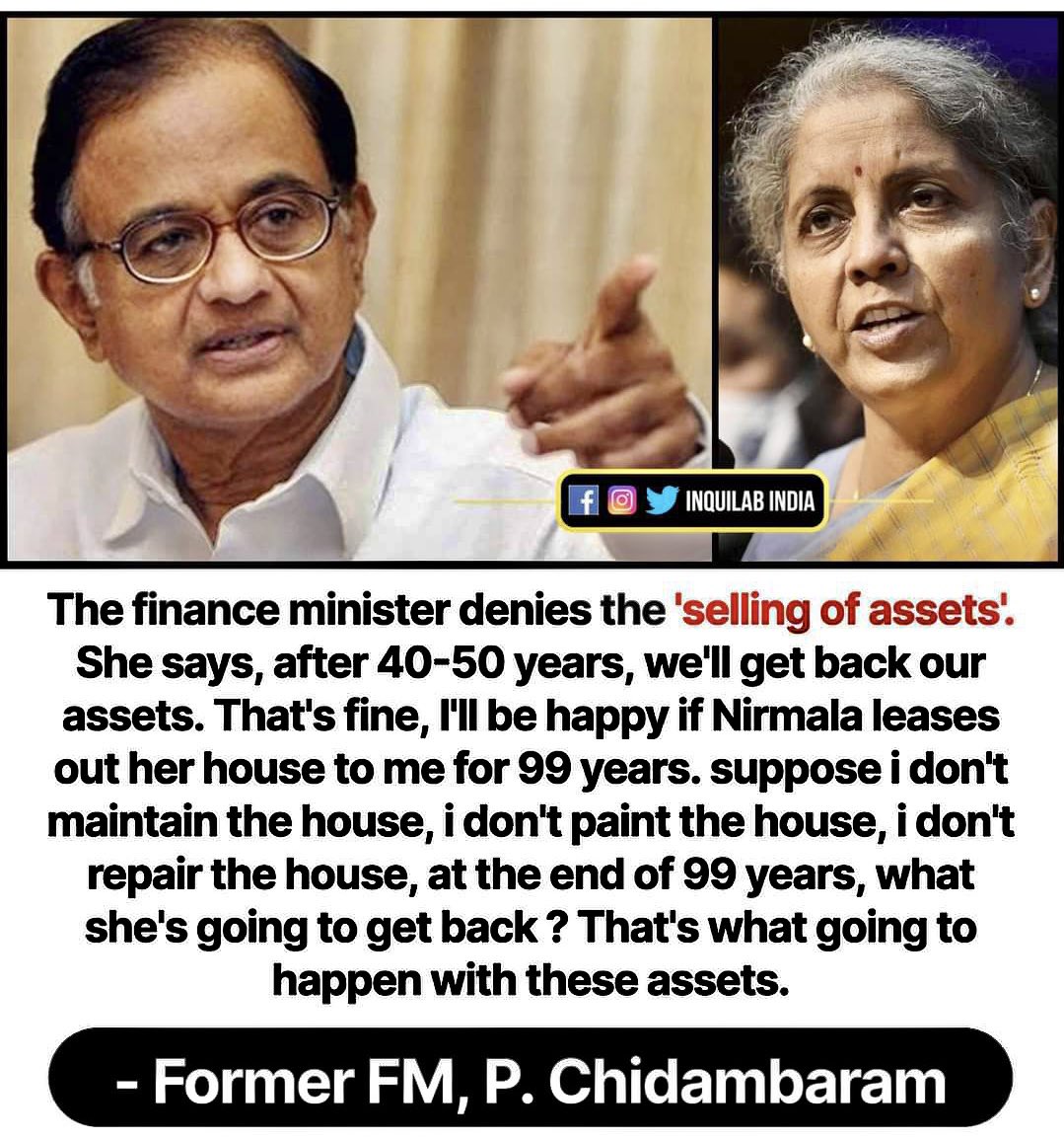 When @PChidambaram_IN gives @nsitharamanoffc and @NITIAayog a tutorial on their wanton folly, the #NationalMonetisationPipeline BUT the arrogance of their master, will compel them to huff and puff up some more disingenuous excuses. Sadly a spineless bunch & not savvy either 🤦🏽‍♀️