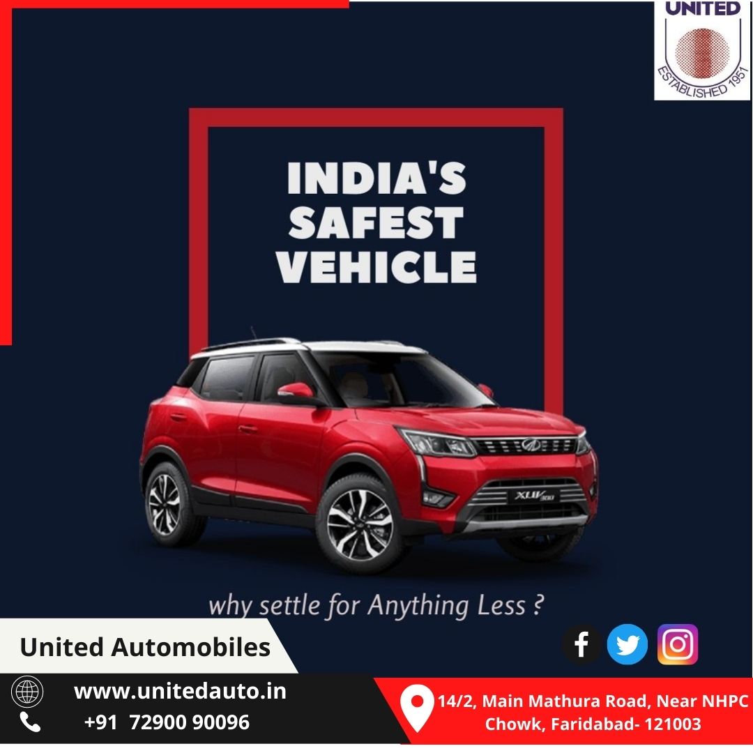 United_auto1's tweet photo. Don't settle when you can have the safest - the XUV300! Have you booked a test drive yet? 
Call @United_auto1  on 7290090096 or visit us at https://t.co/fOtExSxgRj 
#MahindraRise #MahindraAuto #XUV300 #MahindrXUV300  
#TakeOnAnything #UnitedAutomobiles https://t.co/ST73xEGYlX