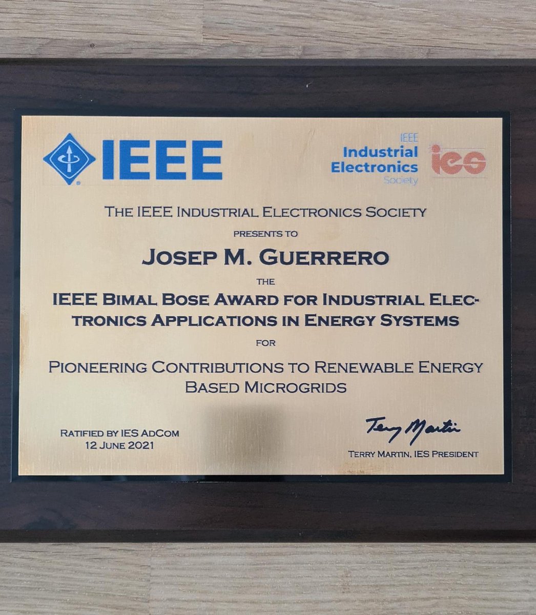 I am honored and humbled to receive the prestigious IEEE Bimal Bose Award for Industrial Electronics  Applications in Energy Systems #microgrids <a href="/VILLUMscience/">Science at VILLUM</a> <a href="/crom_microgrids/">CROM</a>