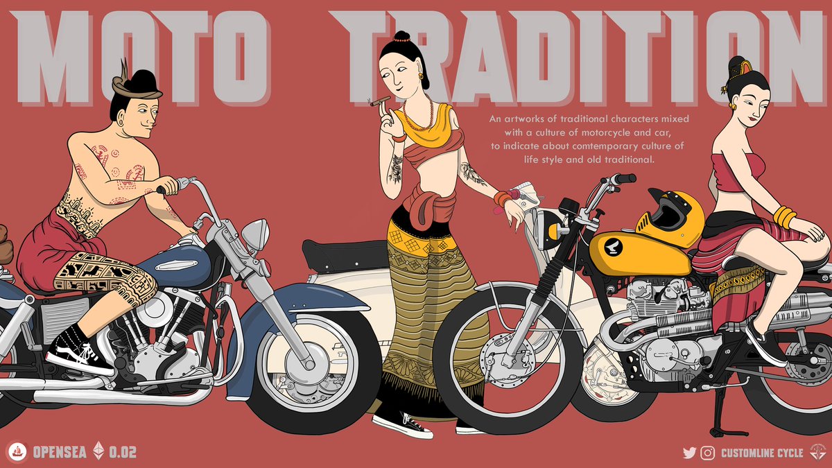 CustomlineCycle's tweet image. MOTO TRADITION 👊💨
Colletion is Ready !!!
Link Bio : opensea.io/collection/mot…

#NFTCommunity #NFTs #NFTart #NFTartists #nftcollector #tokenart #opensea #Moto #tradition #traditional #traditionalart #character #characterdesign #art #motorcycle #culture #contemporary