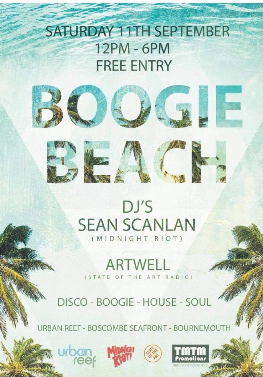 StateOfTheArtR's tweet photo. Check this out Saturday 11th September on Boscombe Beach Bournemouth free music for 6 hour’s @StateOfTheArtR #bournemouth #bournemouthbeach #bournemouthtown #boscombe #boscombebeach #livemusic #djseanscanlan #urbanreef @MidnightRiotRec this is one not too miss #RETWEEET #share https://t.co/OAPQBuwODR
