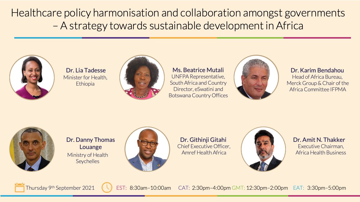 AfricaHealthBiz's tweet photo. 📢HAVE YOU REGISTERED? TWO MORE DAYS TO GO!🌍
The 6th #AHBS2021 webinar on HEALTHCARE #POLICYHARMONISATION AND COLLABORATION AMONGST GOVERNMENTS – A STRATEGY TOWARDS #SUSTAINABLE DEVELOPMENT IN AFRICA will be taking place on 9th September.

Register 👉🏾 https://t.co/pgbJaJP76H https://t.co/gNZkSlGRh9