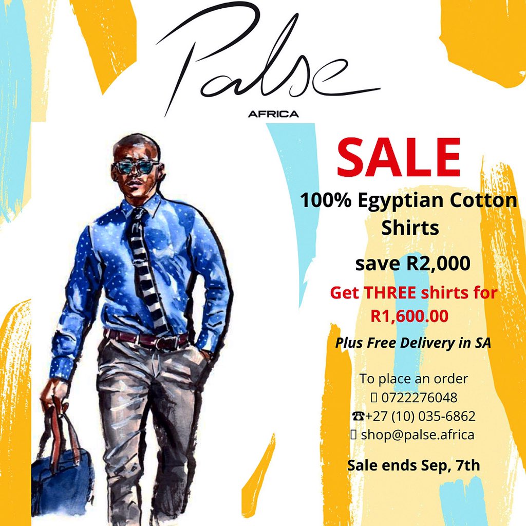 PalediSegapo's tweet photo. @palse_africa Egyptian cotton-shirt SALE ends today!
#designershirt
#custommadeshirt
#palseornothing https://t.co/bKiGdnjewd