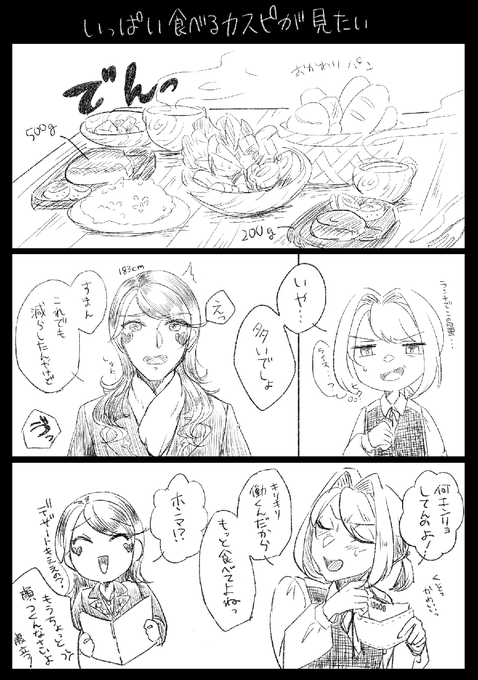 いっぱい食べるカスピかわいいね
夢主顔有り それなりに気心の知れた仲な設定
#〆ギド夢 #mocha_am夢絵 