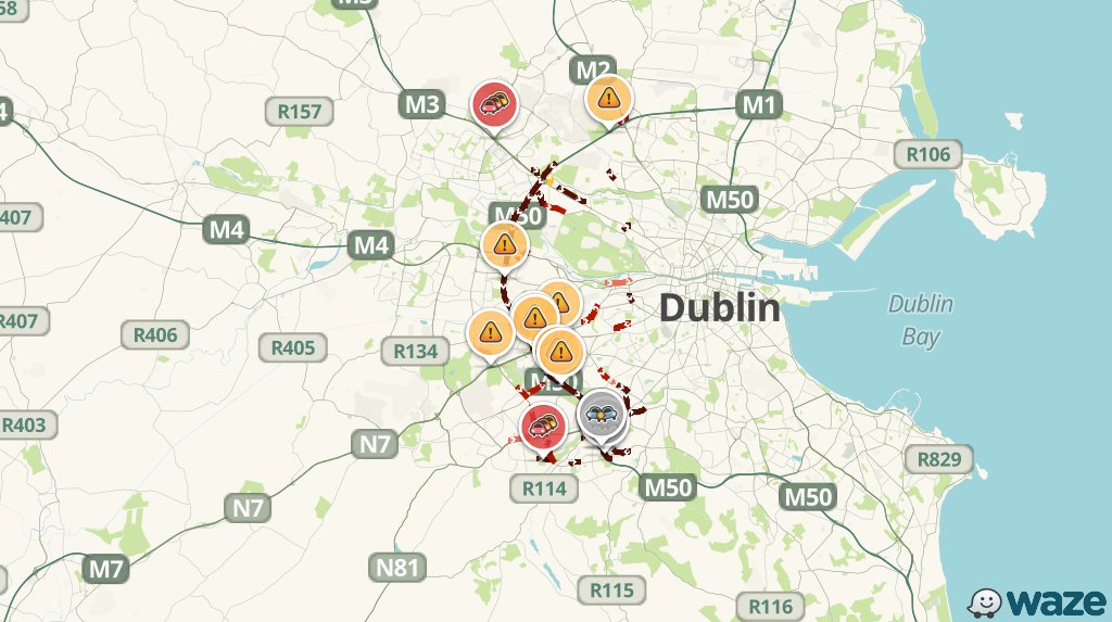 WazeTrafficDUB's tweet photo. M50 S near to M50 S is brutal today! Will add 1h 32m to your route #dublintraffic https://t.co/2rpvdVwQ2g https://t.co/JRjg3RLVX3