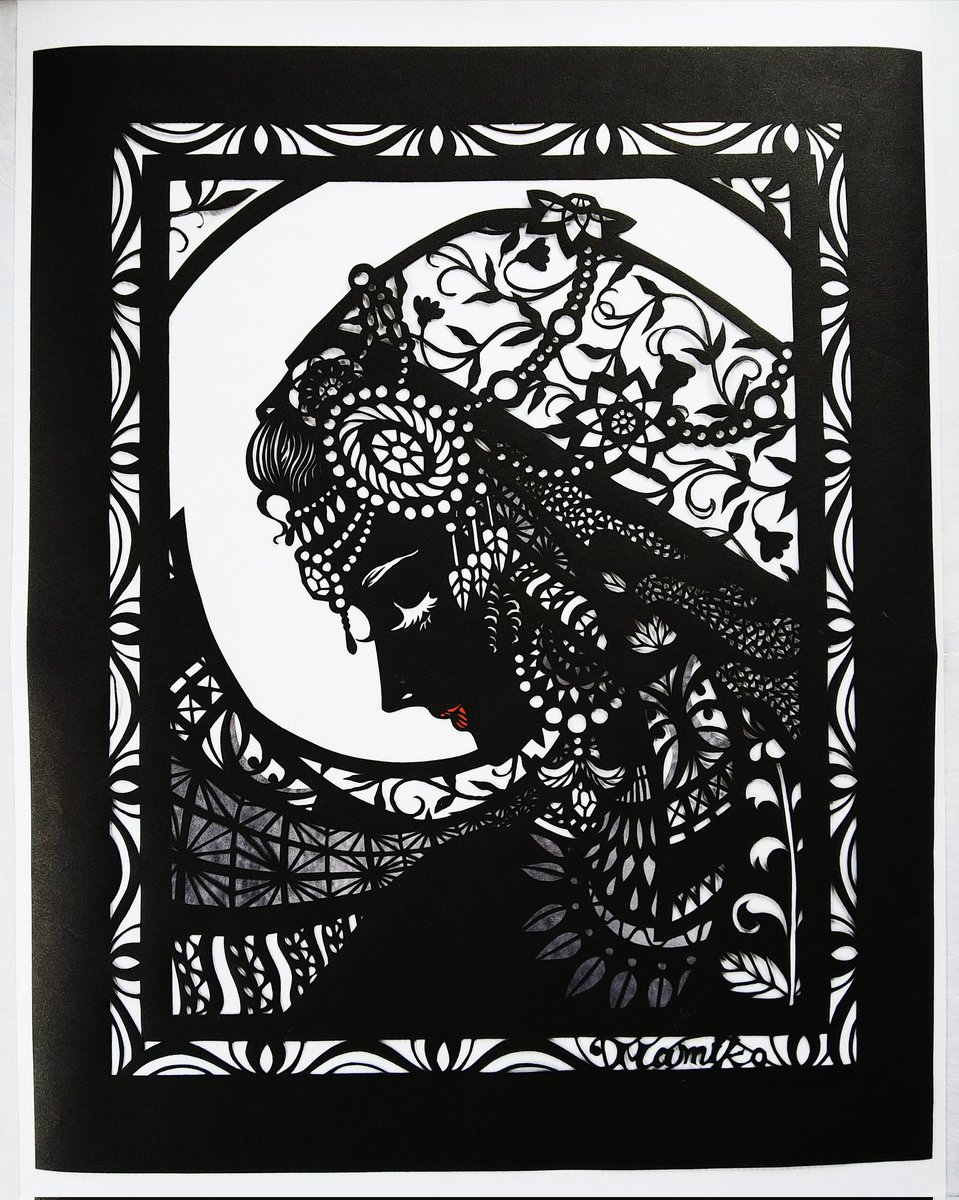 切り絵 女性の肖像 切り絵作家 Ami on X: 