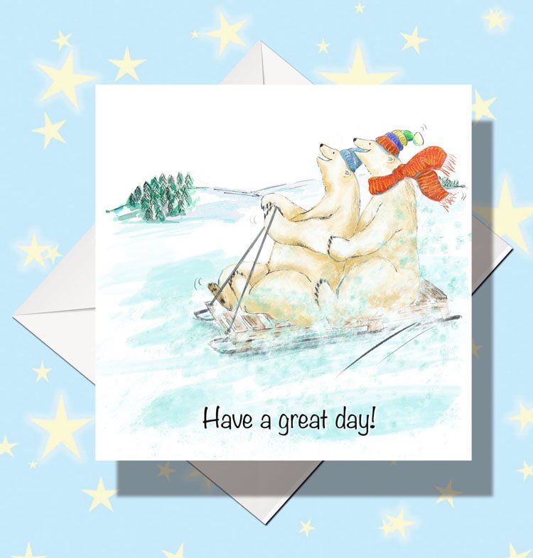 Mingoes_art's tweet photo. A Great Day. Whatever you are doing enjoy your time out!! 😊💕. Super Polar Bear card.  #birthdaycard #animalcard #polarbearcard #bearcard https://t.co/wAPJXQHYMF https://t.co/mgt5f9X0ui