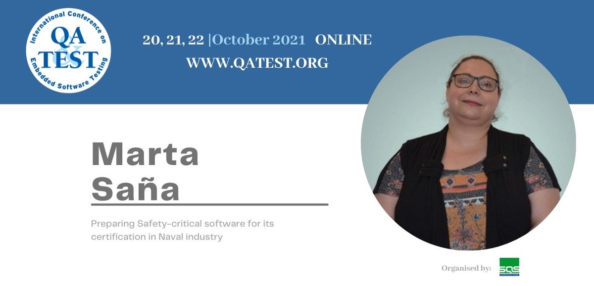 QATestBilbao's tweet photo. Are you curious about certifications in Naval industry? Then you can´t miss Marta Saña ´s talk ➡️ https://t.co/D38emqZqC7

#qatest2021 #conference #event #Online #Software #testing #softwaretesting #embedded #certification #naval #softwarecertification #qa #speaker #October https://t.co/7NZzDK8Avm