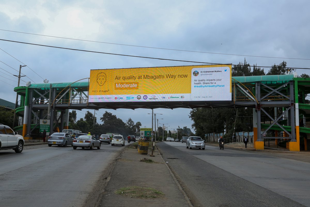 The data will be streamed to digital billboards at 4 critical locations in the city including Moi Avenue, University Way, Mbagathi Way and JKIA. #SustanaibleSafaricom #HealthyAirHealthyPlanet