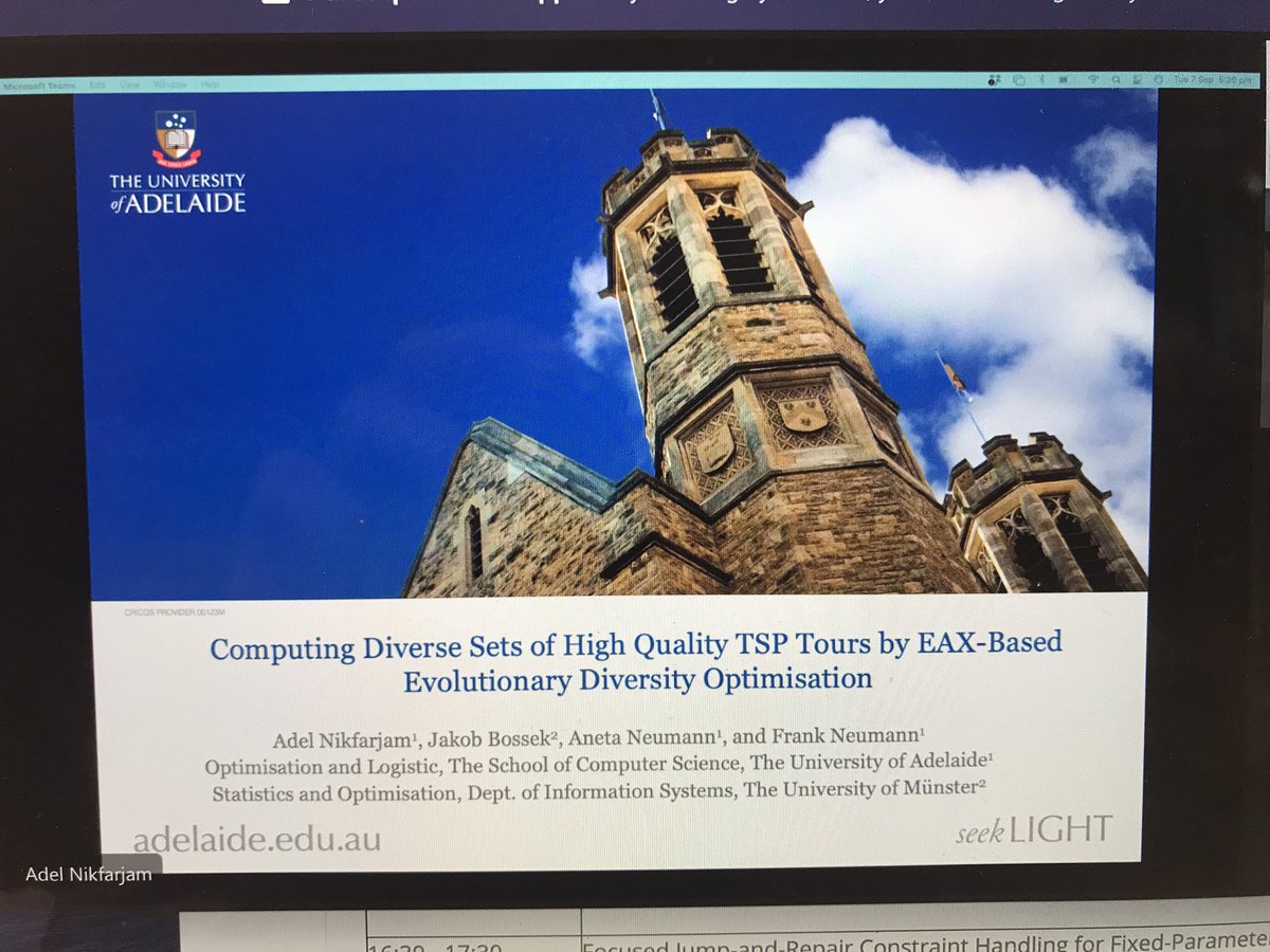 First <a href="/foga2021/">FOGA2021</a> talk of today from the University of Adelaide is about to start