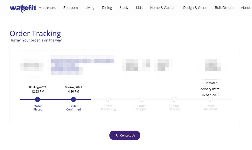 .<a href="/WakefitCo/">Wakefit</a> needs 20 more days to build a sofa that I purchased on 5 Aug 👏. Delay could be cz of COVID but not forgetting that my number is blocked (customer care) &amp; the website 'Chat' option is disabled. Also, the escalation team has no clue where the product is🤷‍♂️ #RealityCheck