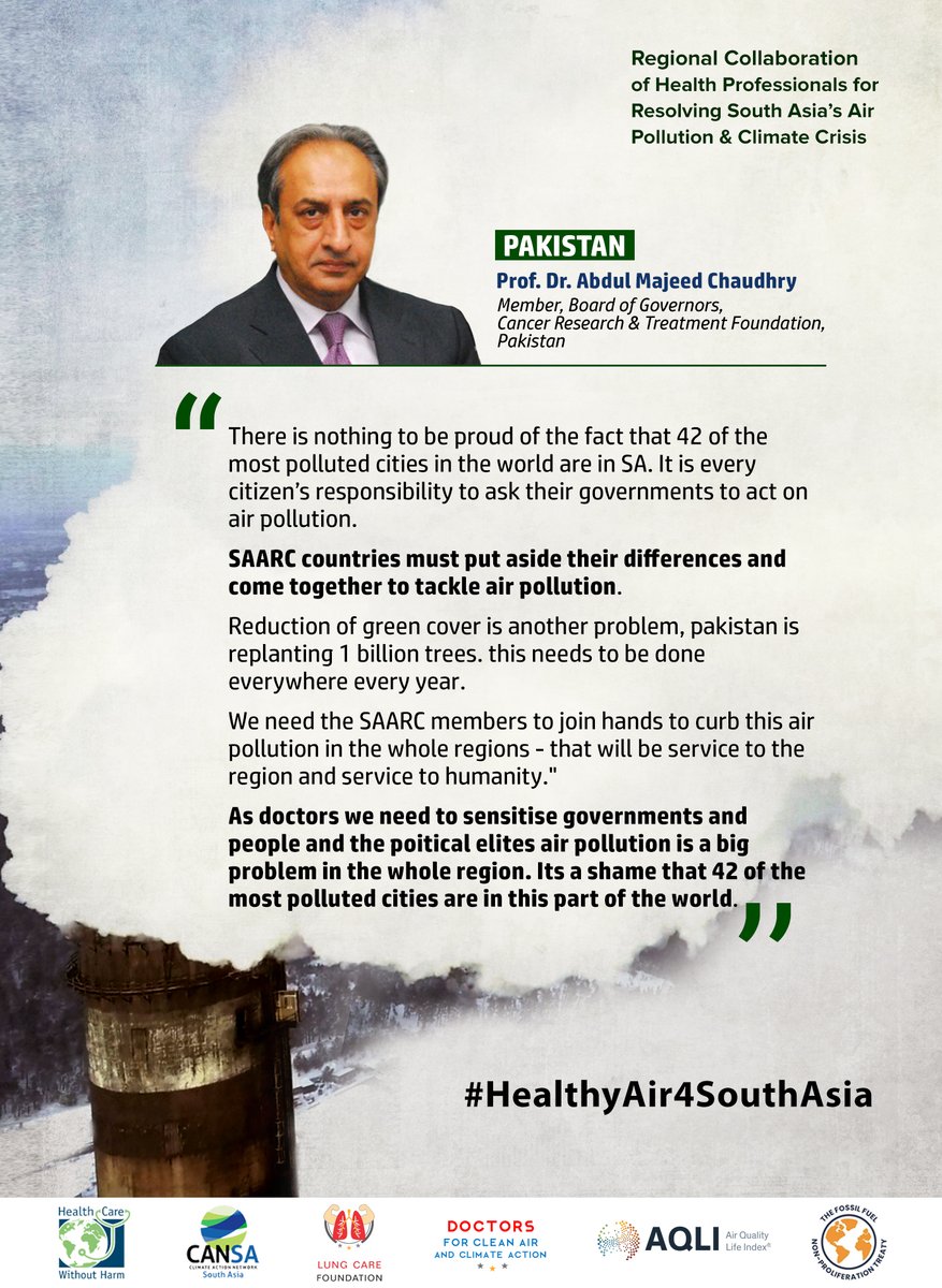There is nothing to be proud of the fact that 42 of the most polluted cities in the world are in South Asia. It is every citizen’s responsibility to ask their governments to act on air pollution. SAARC countries must come together to tackle air pollution. #HealthyAir4SouthAsia