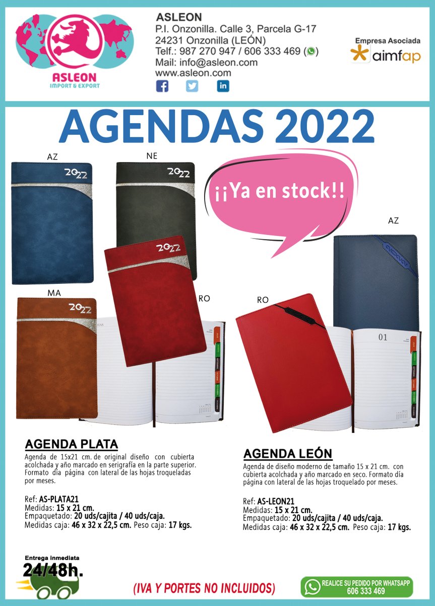 ASLEON_SL's tweet image. 📣El regalo promocional más demandado son sin dudas las #Agendas  📕personalizadas

🖥asleon.com

#DejamosHuella 🐾 | @aimfap | #PromotionalItems | #PromotionalGifts | #Leonesp 🦁 | #Agendas
