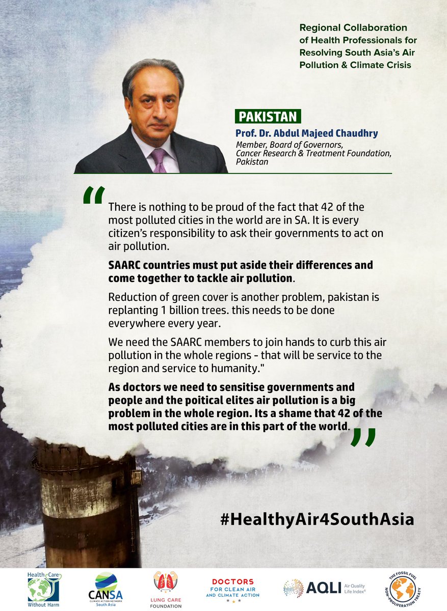 RT: There is nothing to be proud of the fact that 42 of the most polluted cities in the world are in South Asia. It is every citizen’s responsibility to ask their governments to act on air pollution. SAARC countries must come together to tackle air pollution #HealthyAir4SouthAsia