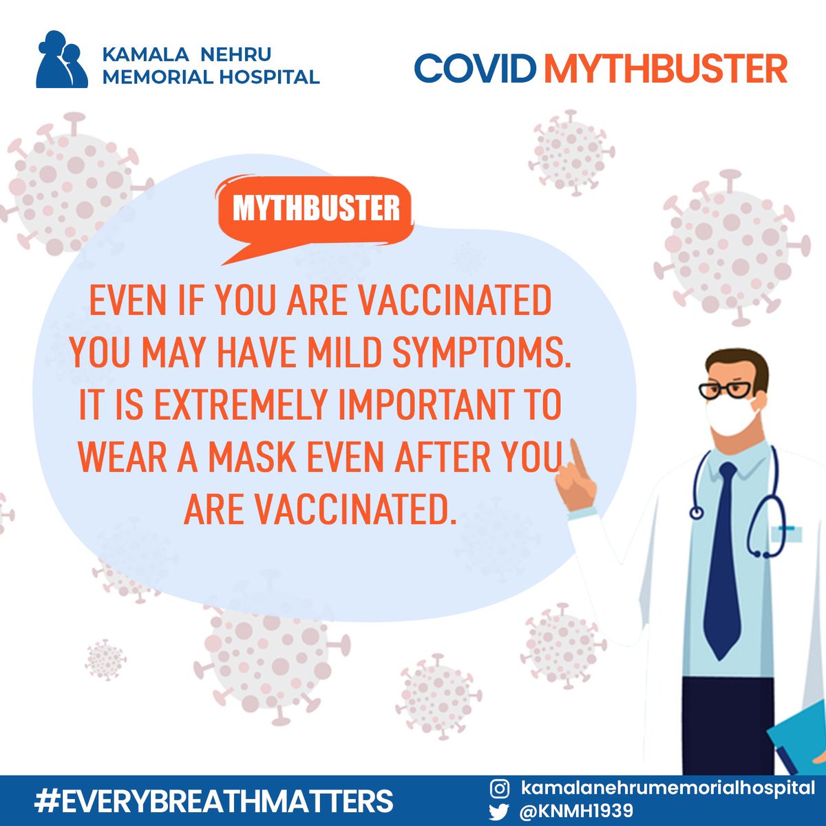 Wearing a mask is one of the most effective ways to stop the spread of Covid-19.

#EveryBreathMatters

#kamalanehrumemorialhospital 
#IndiafightsCovid #Covid19India #Covid19IndiaHelp  #CovidEmergencyIndia  #CovidResources #Covidfacility #CovidHospital #TeamKNMH #KNMHCommunity