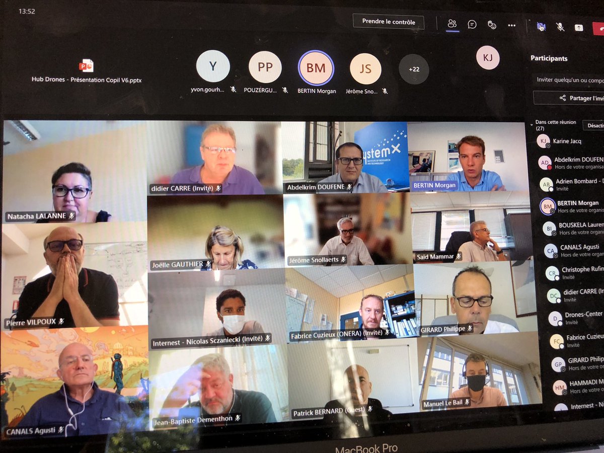 1er copil #hubDrones <a href="/Pole_Systematic/">Pôle Systematic</a> très belle dynamique &amp; projets ambitieux! <a href="/thalesgroup/">Thales Group</a> <a href="/CarreDidier/">AIREVENPRO</a> <a href="/Internest_LOLAS/">Internest</a> <a href="/AERACCESS/">AERBORNE</a> <a href="/Parrot/">Parrot official</a> @ISAE_supmeca <a href="/UaviaDrones/">UAVIA</a> <a href="/cdsi_idf/">Centre Drone Systeme Industriel</a> <a href="/Dronetix/">Dronétix Technologie</a> <a href="/eurocontrol/">EUROCONTROL</a> <a href="/onera_fr/">ONERA</a> <a href="/IRTSystemX/">SystemX</a> <a href="/orange/">Orange</a> <a href="/DronesCenter/">Drones-Center</a> <a href="/Prefet91/">Préfète de l'Essonne 🇫🇷</a> <a href="/iledefrance/">Région Île-de-France</a> <a href="/UnivEvry/">Université Évry Paris-Saclay</a>