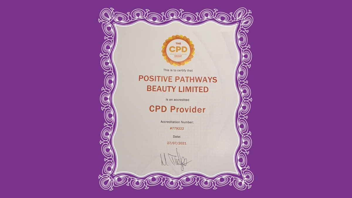 I'm proud to finally have this certificate in my hands! Positive Pathways are officially a CPD Accredited Provider!

To find out about our courses, click here - buff.ly/3iLA5wc

#positivepathwaybeauty #cpdaccredited #cpdprovider