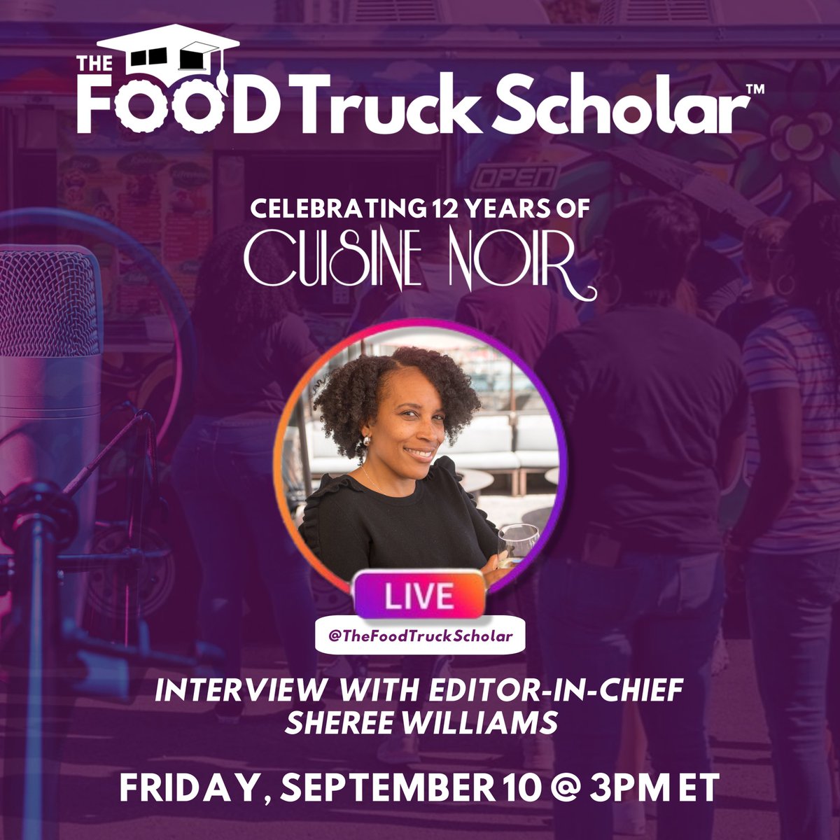 FoodTruckSchola's tweet photo. The first magazine to celebrate Black food and wine is turning 12 this month! So excited to interview V Sheree Williams this Friday on IG live to talk about the journey of relaunching @CuisineNoirMag and what the future holds https://t.co/HXoPIPySHr