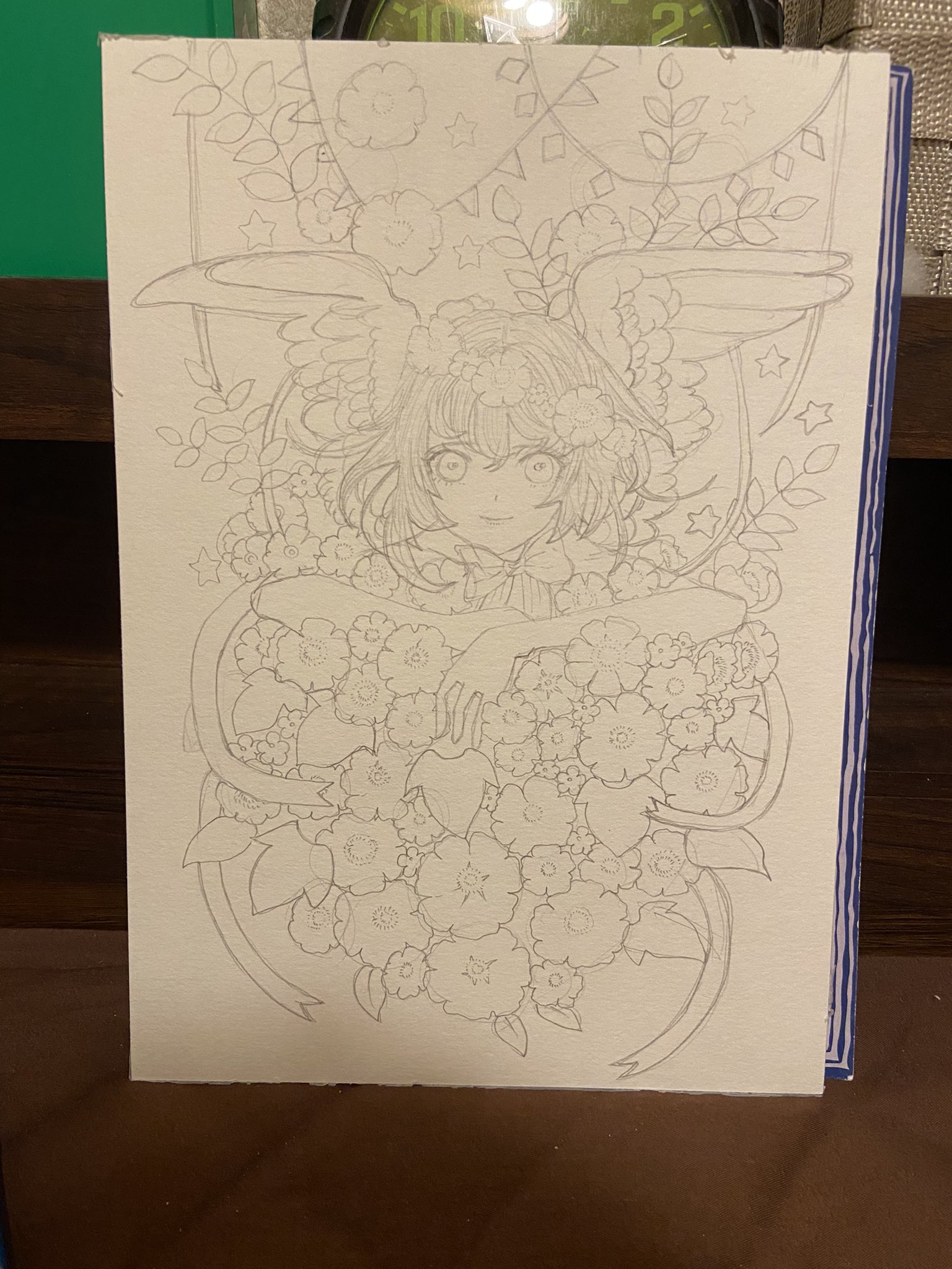 さざはら ティア え21ａ ペン入れは明日やることにする バランスも明日直すことにする 頑張れって意味でいいねを押して ペン画 イラスト好きな人と繋がりたい モノクロイラスト 花と少女 下書き 創作イラスト T Co Koelfhfk2g