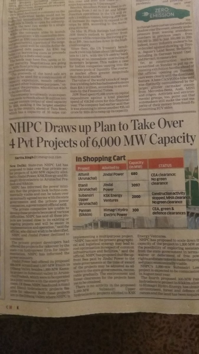 As expected, @nhpcltd NHPC bailing out the #Etalin project and some others. Curious that govt monetising some hydro under #NationalMonetisationPipeline while bailing out others.