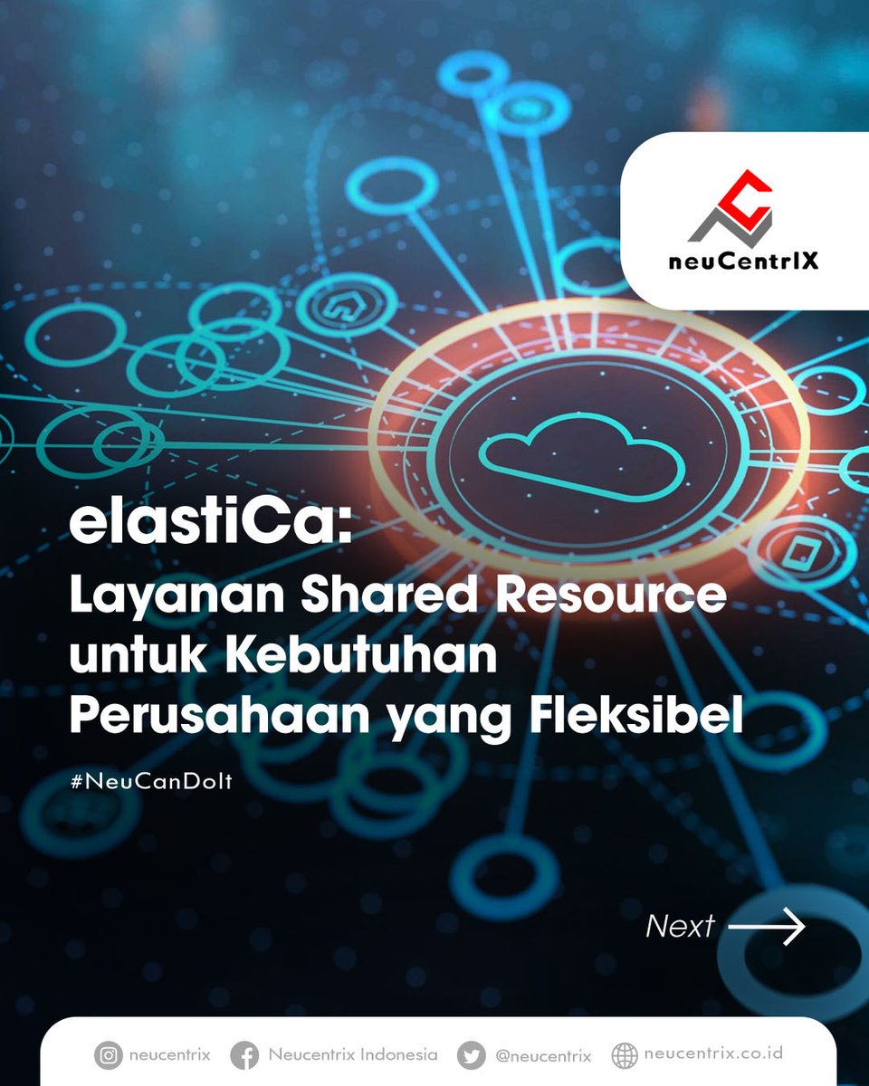 neucentrix's tweet image. Layanan cloud semakin diperlukan untuk memenuhi kebutuhan digital masa kini, terutama saat kegiatan tatap muka semakin tidak memungkinkan. #neuCentrIX hadir dengan #neuCloud elastiCa, layanan private cloud yg fleksibel utk memenuhi kebutuhan perusahaan yg dinamis.

#NeuCanDoIt