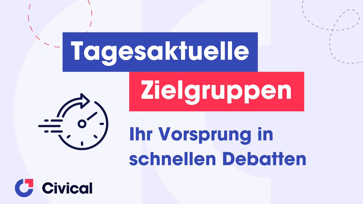 Unser Team analysiert das tägliche politische Geschehen, erstellt neue Zielgruppen und lädt diese in Civical für alle Nutzer:innen hoch. Damit befähigen wir Civical-Nutzer:innen #tagesaktuell auf Ereignisse reagieren zu können. 

Mehr dazu hier: civical.de/de/blog/tagesa…