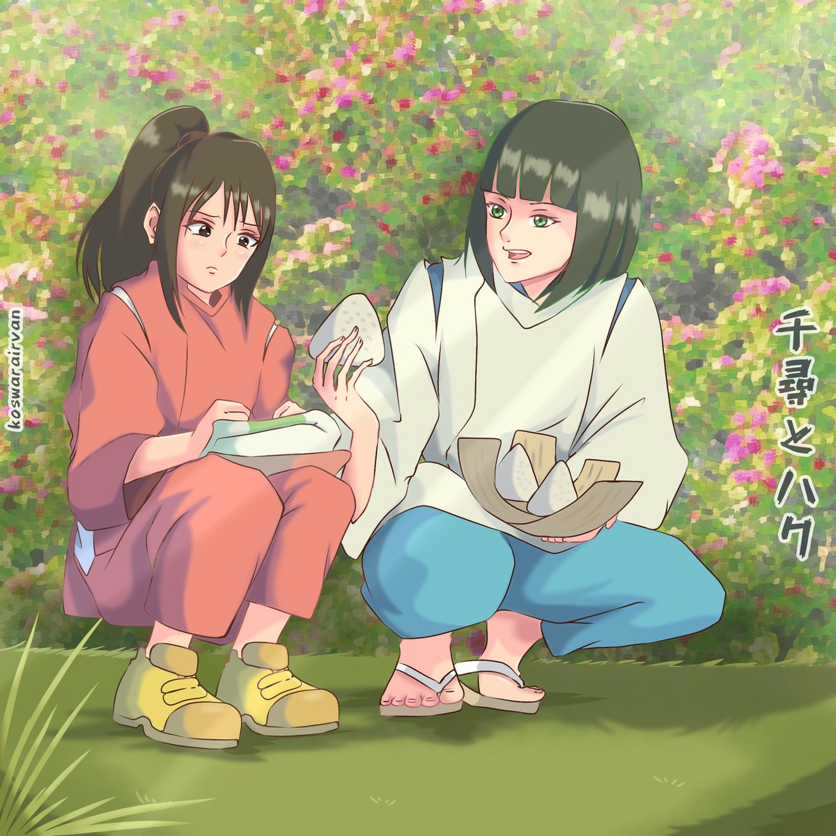 Chihiro and Haku Spirited Away #spiritedaway #haku #chihiro #sen  #sentochihironokamikakushi #ghiblistudio #anime #drawing #timelapsedrawing  #koswarairvan, image size:1200x1200