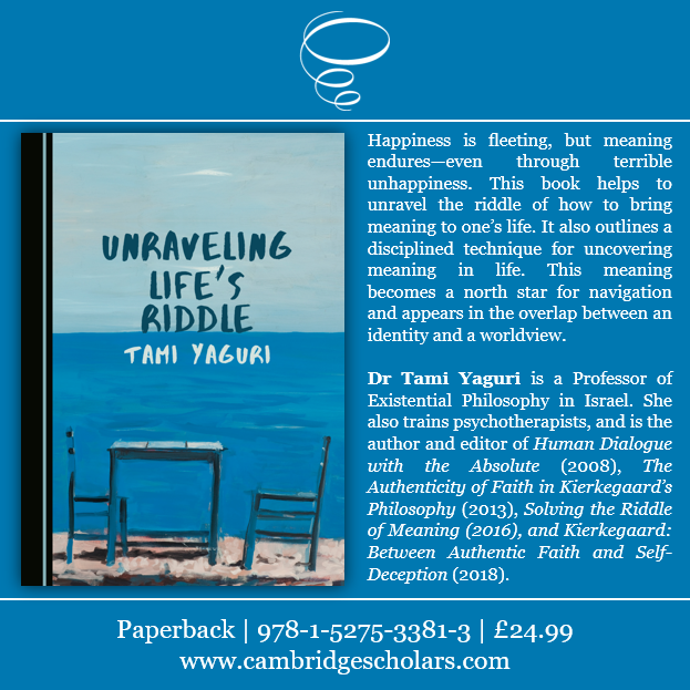 CamScholars's tweet photo. Book in Focus!

Dr Tami Yaguri introduces ‘Unraveling Life’s Riddle’, a book about finding, formulating, and nurturing meaning in life. Dr Yaguri offers an in-depth and panoramic exposition of positive values that furnish life’s meaning. 

#bookinfocus #meaninginlife https://t.co/aMdL6mQCSG