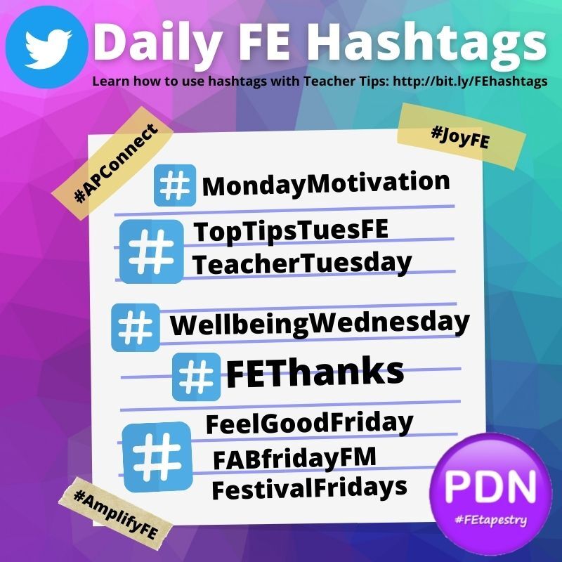 JoyfulFE's tweet photo. It’s #TeacherTuesday and today’s the day we share our #TopTipsTuesday too!
Did you know that the #FEHashtags are a partnership between @PDN_FE🧶 #APConnect✨ and us here at #JoyFE💛? #BetterTogether #AntiCompetitivePractice https://t.co/lsHCDtQE1X