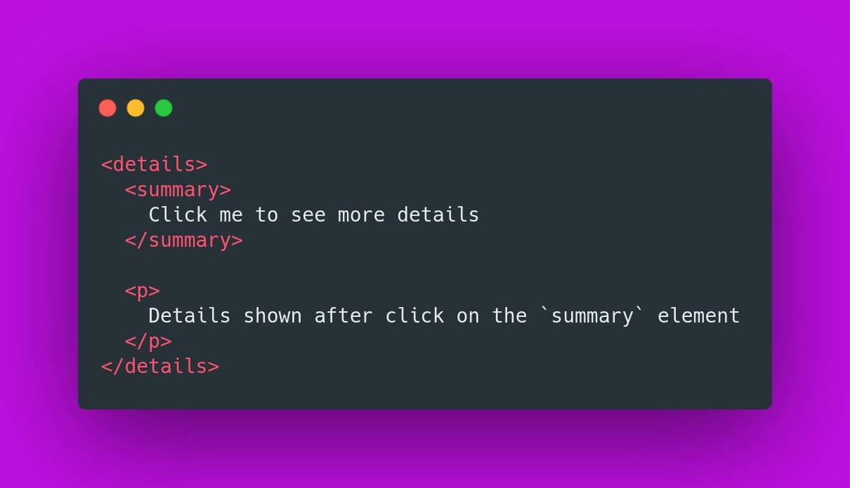 denicmarko's tweet image. HTML tip:

You can use the `details` element to create native HTML accordion.