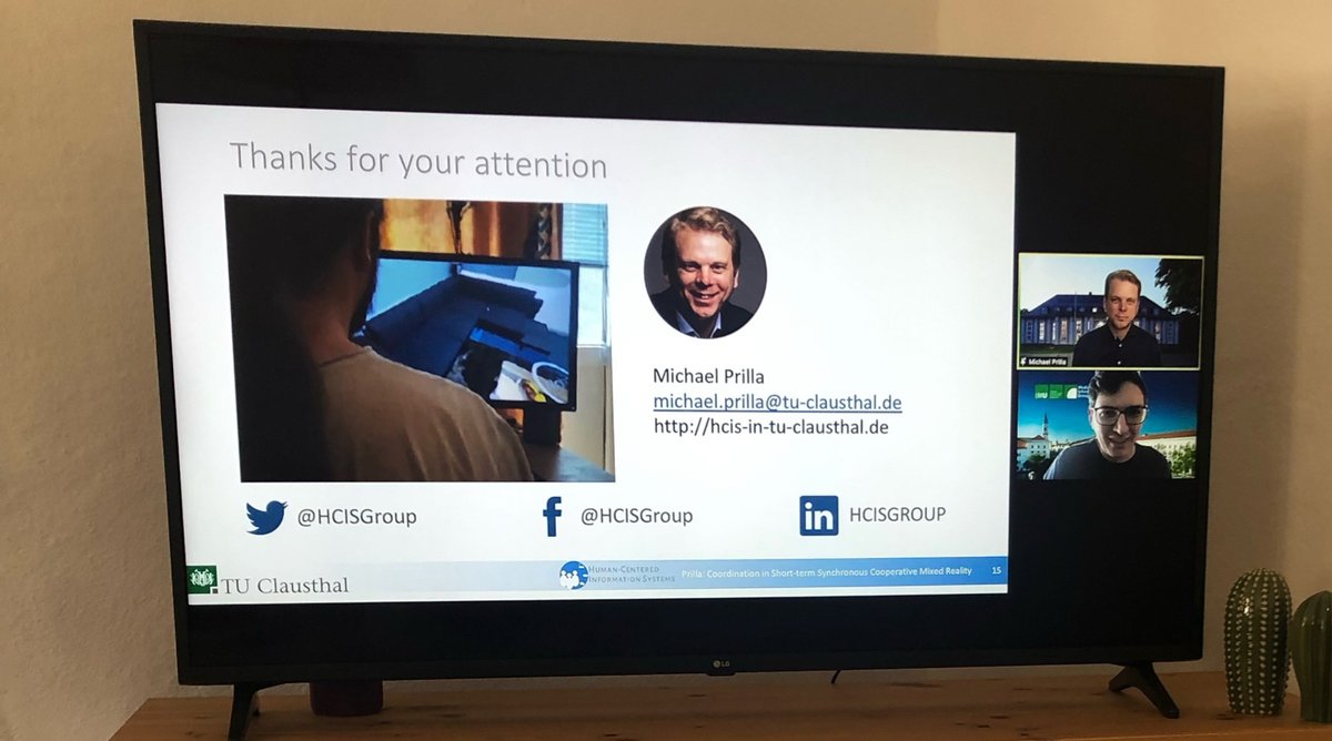 ISYGroupDUE's tweet photo. A busy week for @HCISGroup: While completing our #chi2022 papers, we present our work at #MUC2021. Clemens and @Michael_HCIS presented our full papers, and Marc presents a demo tonight. In addition, Michael does a tutorial on CSCW tomorrow morning with Tom Gross. https://t.co/VOCgU9Xd9u