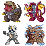 昔ドット打ちで作ったティガ怪獣。ゴルザ、メルバ、キリエロイド、エボリュウ 