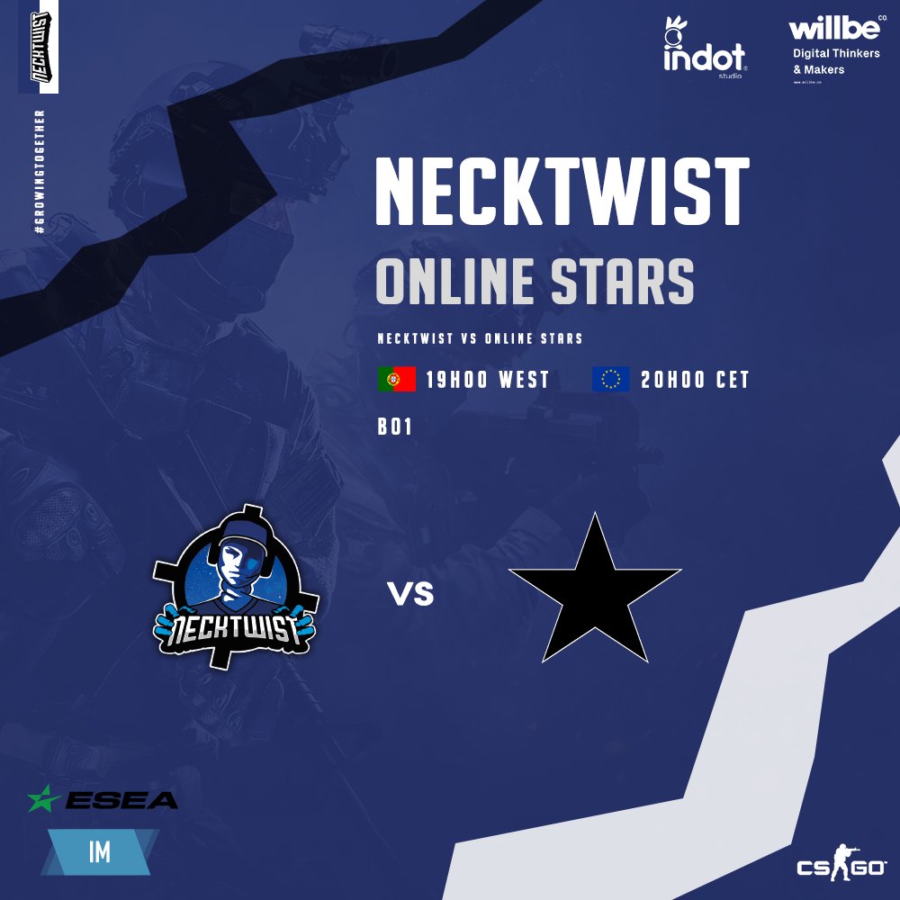 📣GAME DAY !

Bom dia a todos !

Hoje vamos andar aos tiros na <a href="/ESEA/">ESEA League</a> Intermediate Season 38 ! 🔫

Informação:
🏆-<a href="/ESEA/">ESEA League</a>
⚔️- #Onlinestars
⏰- 19:00H
🗺️- Inferno
📺- twitch.tv/necktwistgg

HOJE TEM ! 💪