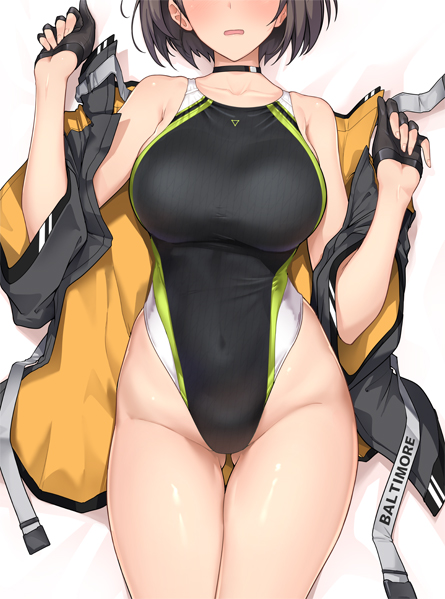 あとはもう競泳水着につつまれたボルチモアのスケベボディです。ぼんきゅっぼん。むちむちながらもひきしまっていてほしい…そんな気持ちをこめて線を引き、ひぃひぃ言いながら塗りました。なかなか難産なカバーでした。

そんな1枚、ピンときたらよろしくどうぞ。 