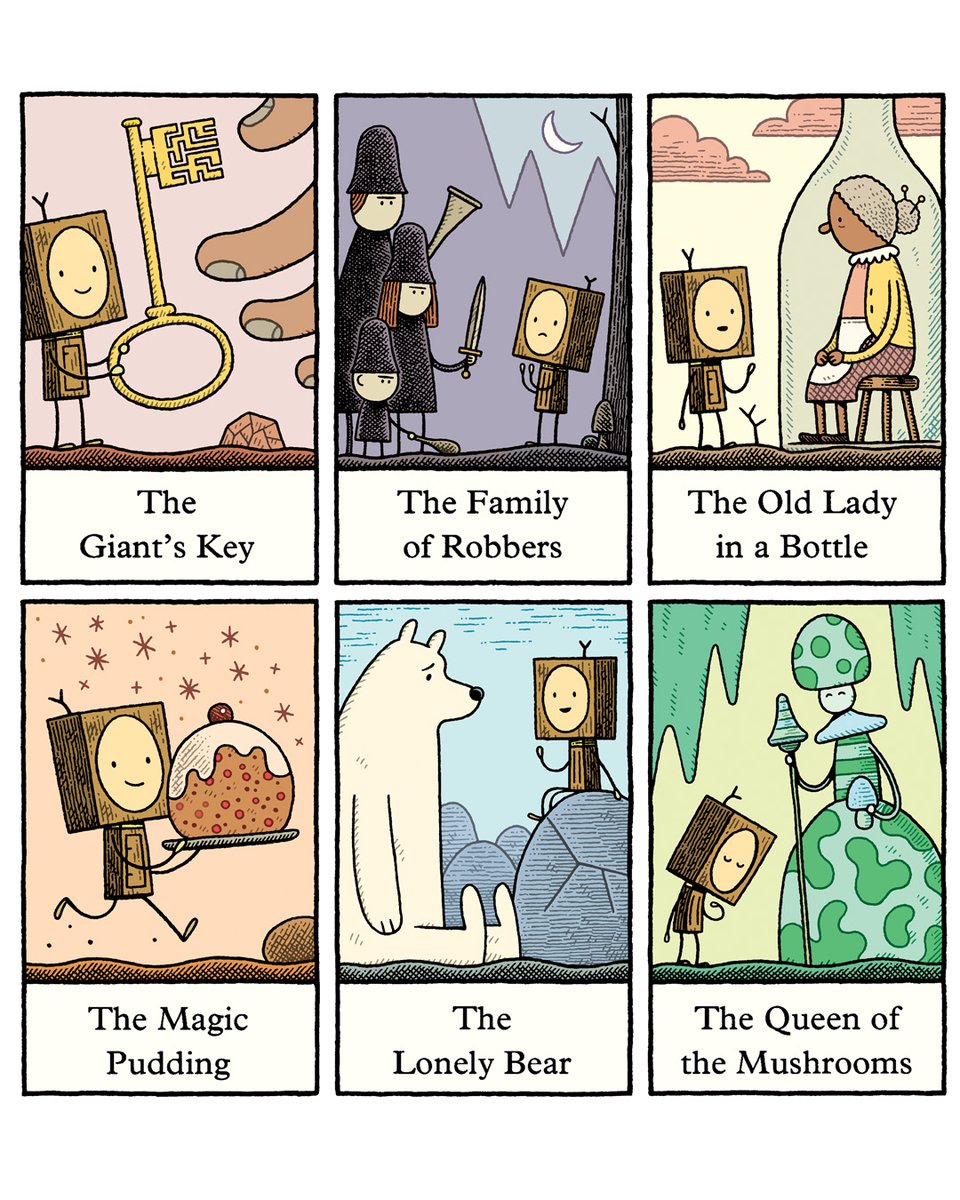 A notebook page from when I was working out the adventure titles for 'The Little Wooden Robot and The Log Princess'. And the twelve adventures that appeared in the finished book, which is out now in the UK and North America: https://t.co/7R7a7oSXj0