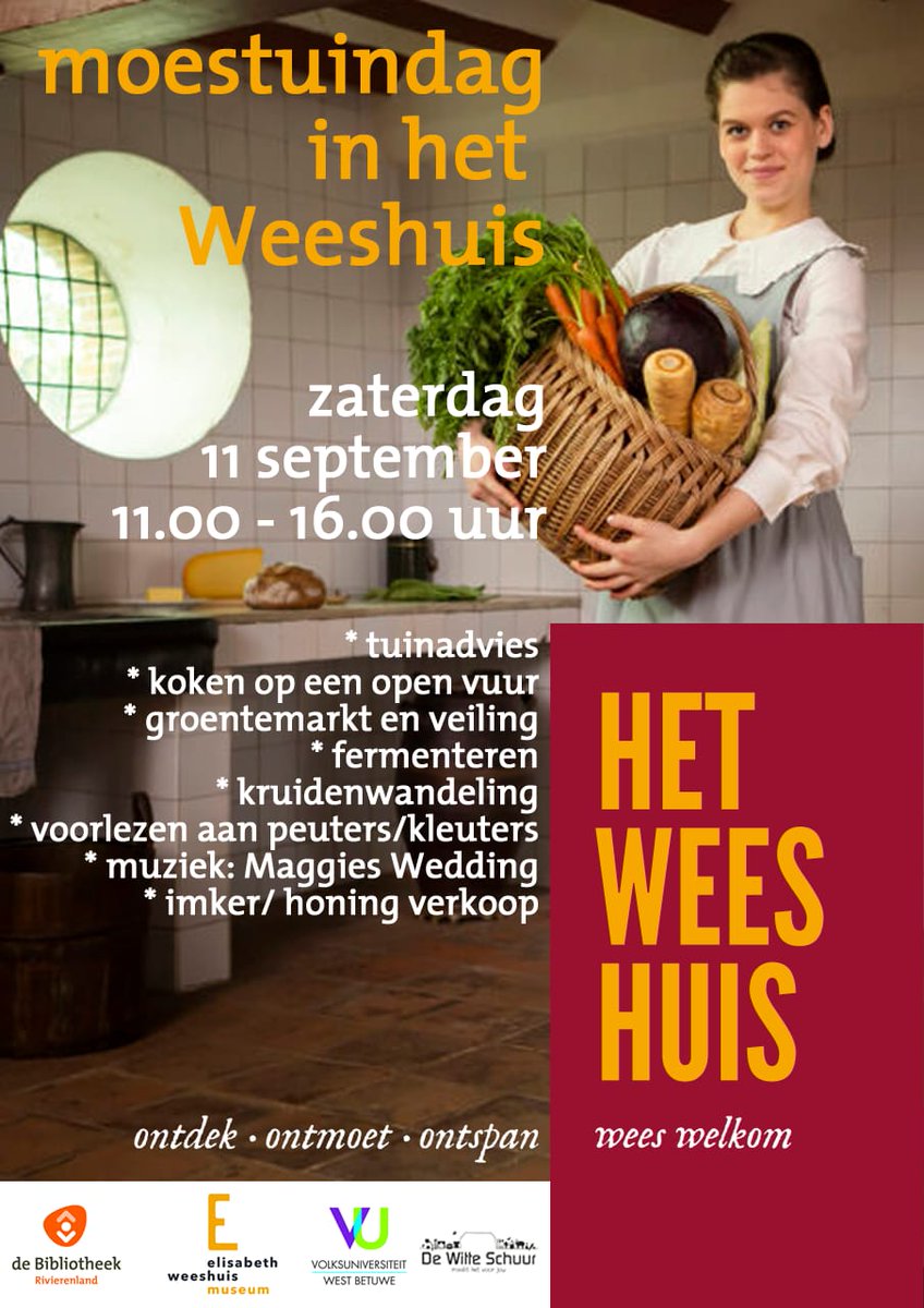 Het is #oogsttijd in de #moestuin van het Elisabeth Weeshuis in #Culemborg. Proef en vier mee op Moestuindag 11 september! #gratis #museum #kidsproof #eropuit #rivierenland #gelderland #utrecht #denbosch