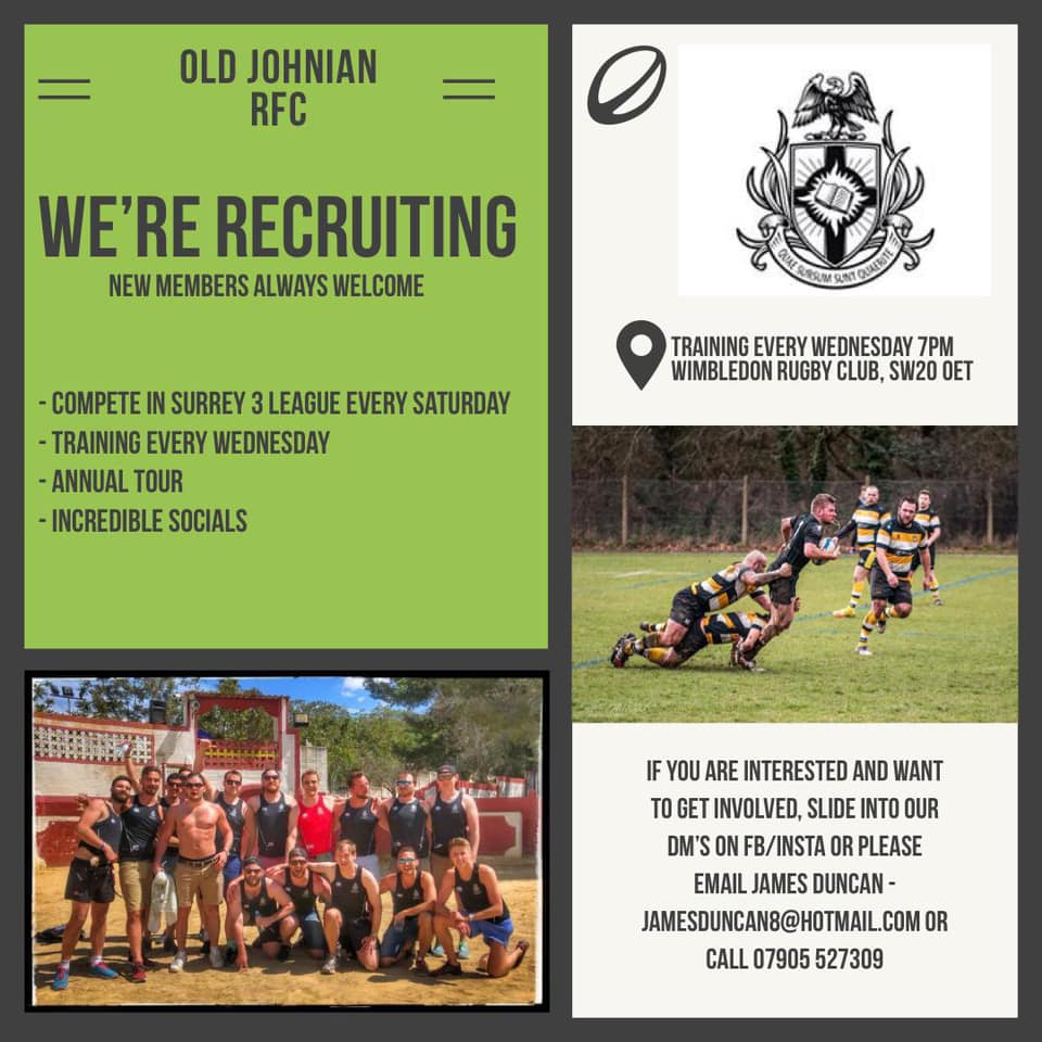 St John's OJs (@oldjohnians) on Twitter photo The OJ RFC have their first game of the season on Saturday 18 September V Old Glynonians.
They are always keen to welcome new players of all abilities; if you are an Old Johnian and interested, please see attached poster for more information! #OldJohnians <a href="/StJohnsSurrey/">St John's School, Leatherhead</a> The OJ RFC have their first game of the season on Saturday 18 September V Old Glynonians.
They are always keen to welcome new players of all abilities; if you are an Old Johnian and interested, please see attached poster for more information! #OldJohnians <a href="/StJohnsSurrey/">St John's School, Leatherhead</a>
